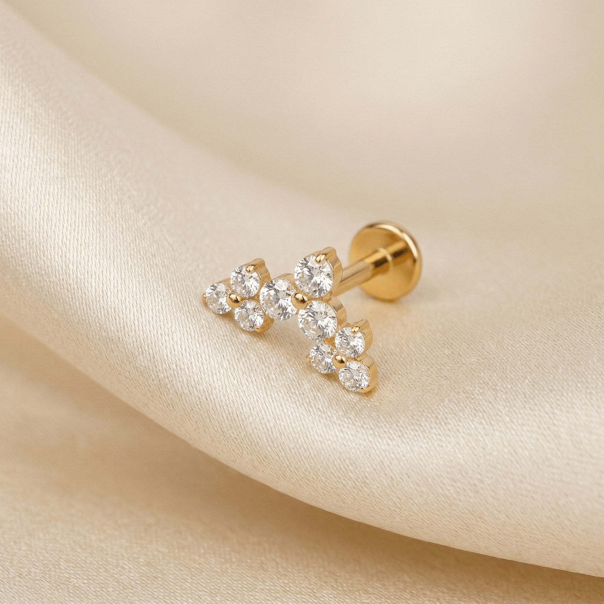 Triple Helix Cartilage Piercing - Gold elegant cluster zircon
