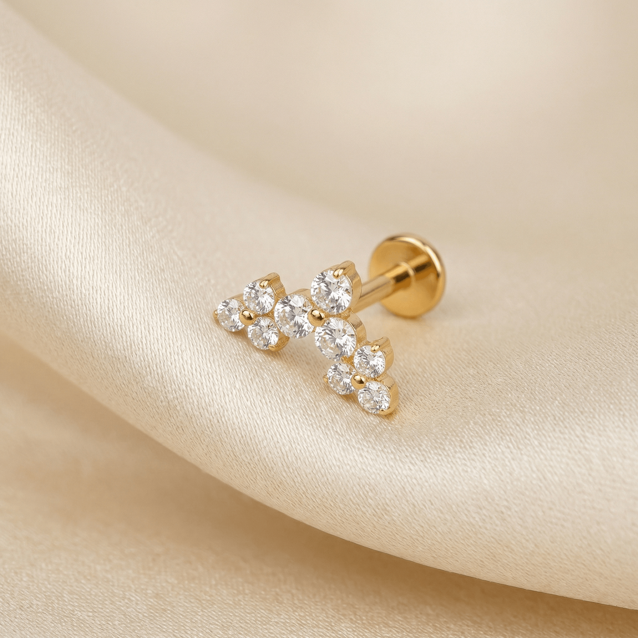 Triple Helix Cartilage Piercing - Gold elegant cluster zircon