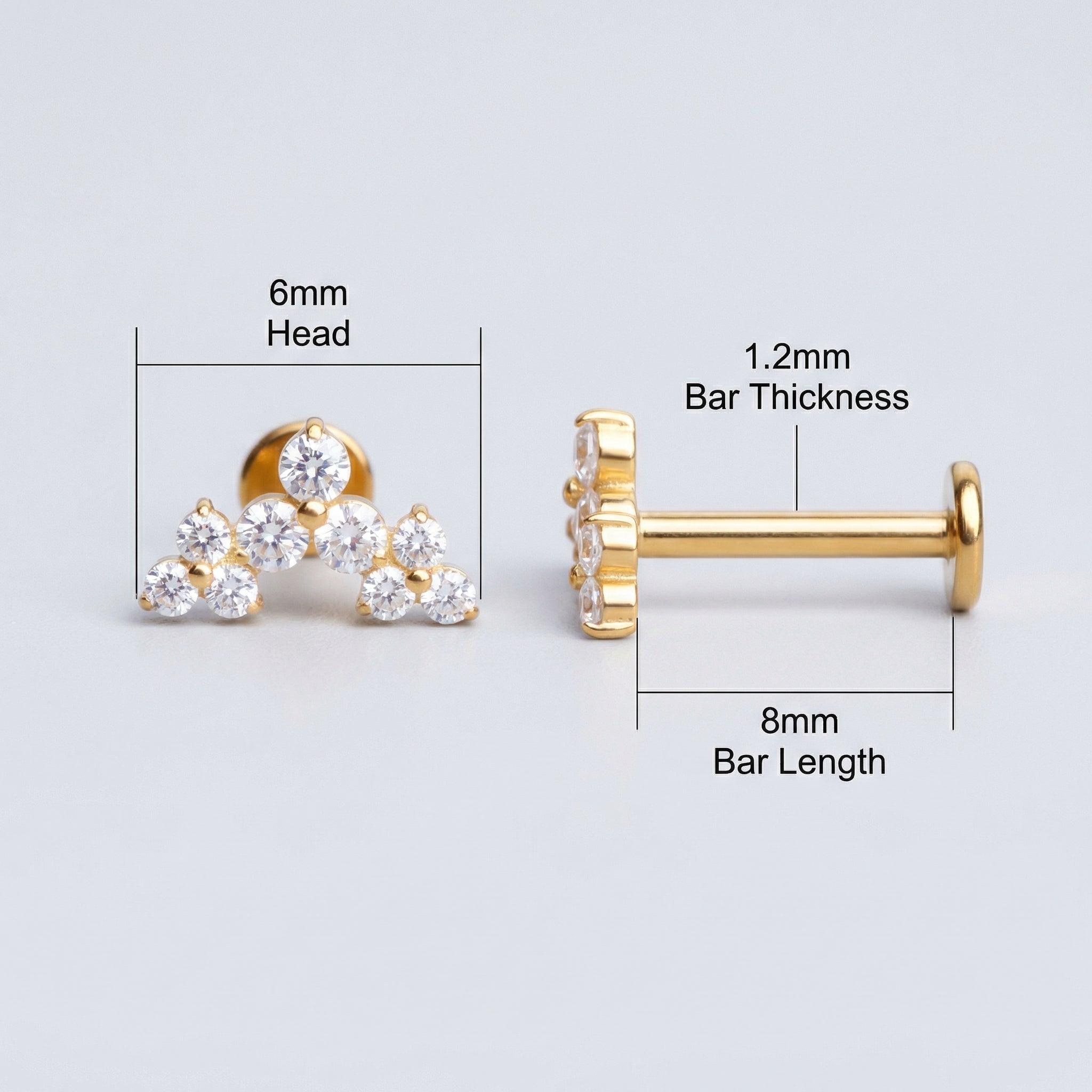 Triple Helix Cartilage Piercing - Diagram of a gold