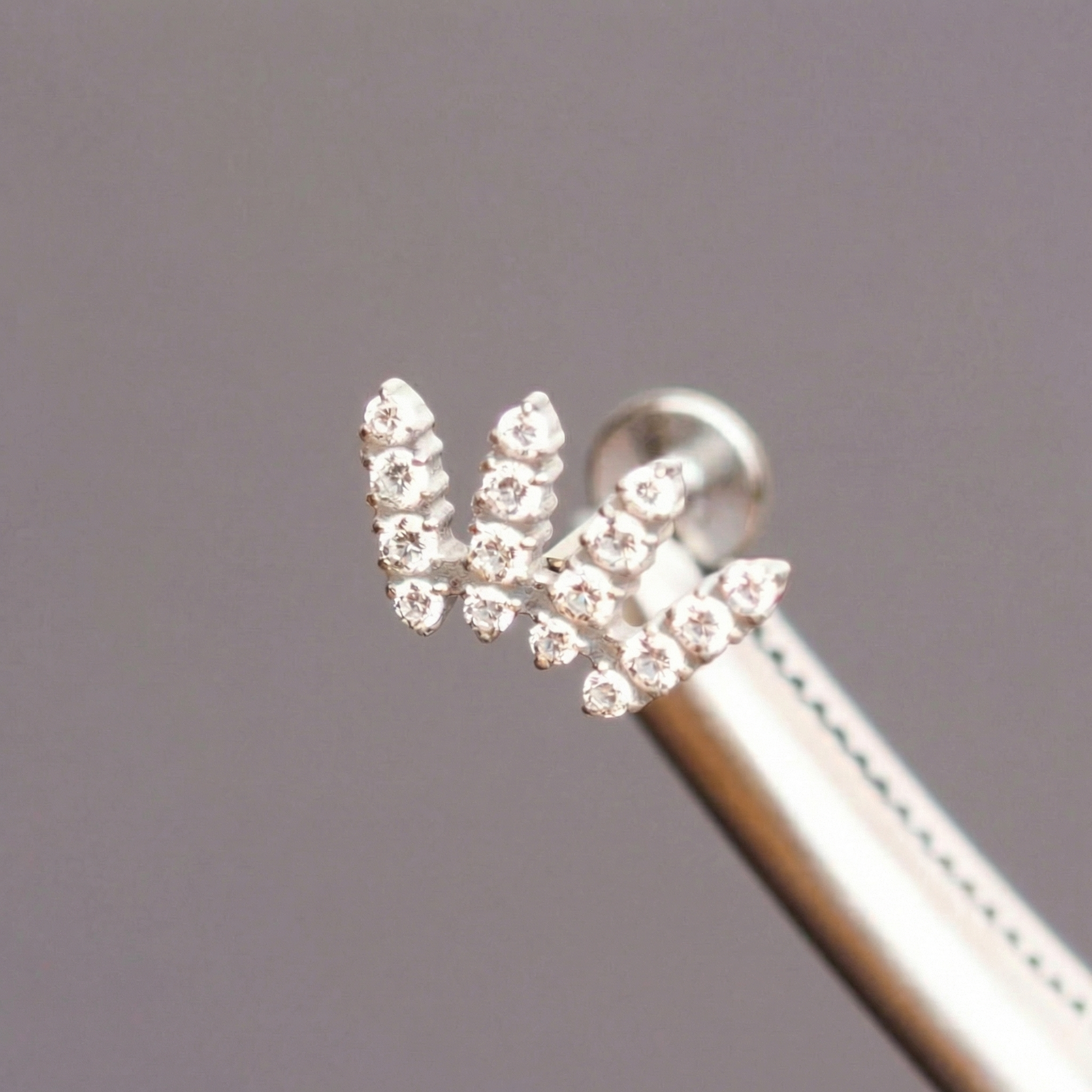 G23 Titanium Piercing - zircon crawler stud piece, gift-ready