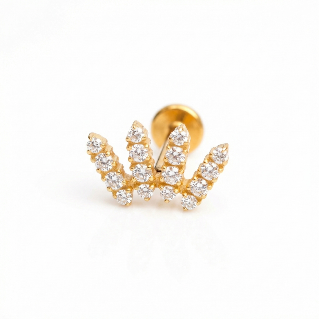 Silver zircon crawler stud — conch jewelry placement