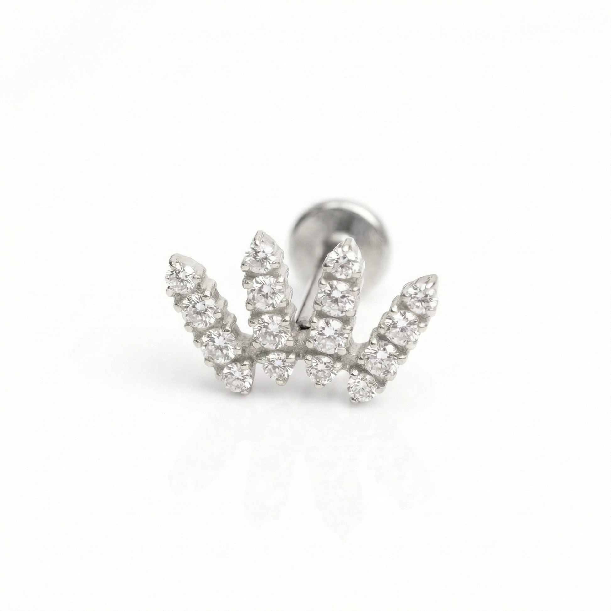 Zircon Double Helix Piercing - Single silver crawler zircon
