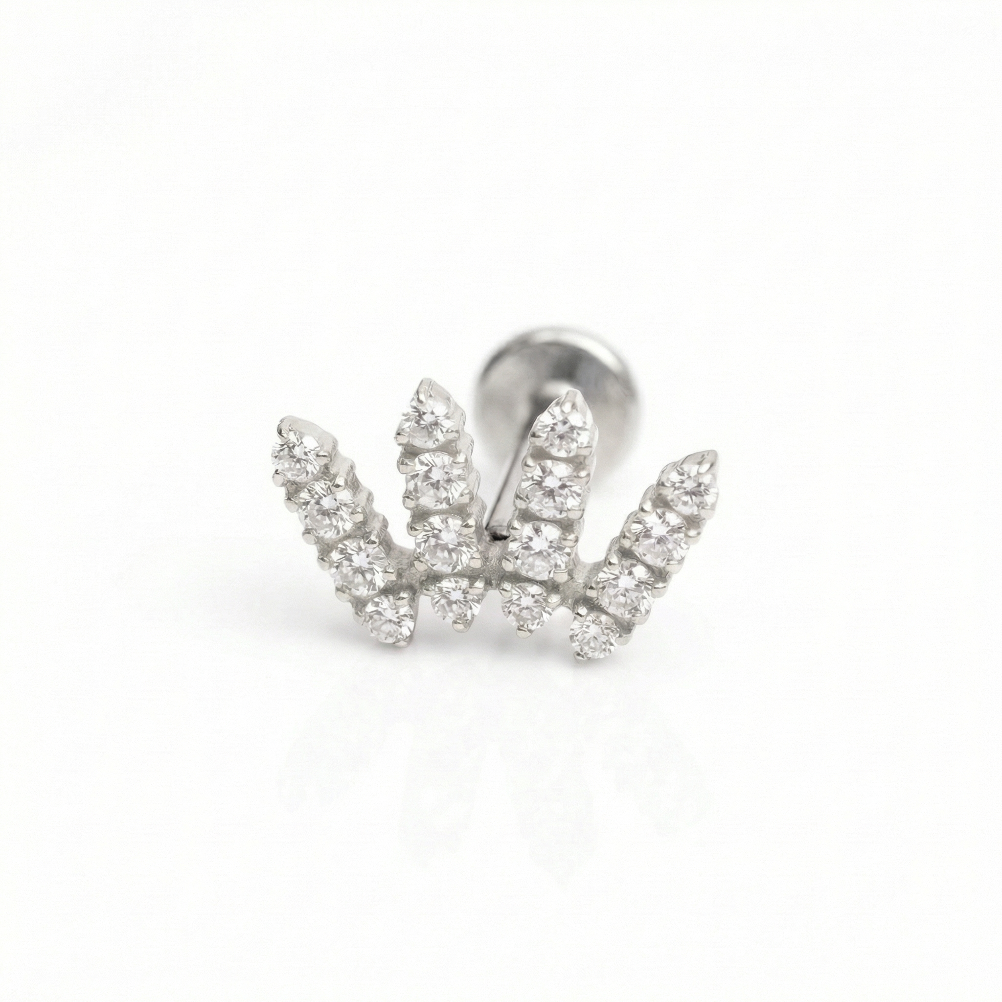 Zircon Double Helix Piercing - Single silver crawler zircon