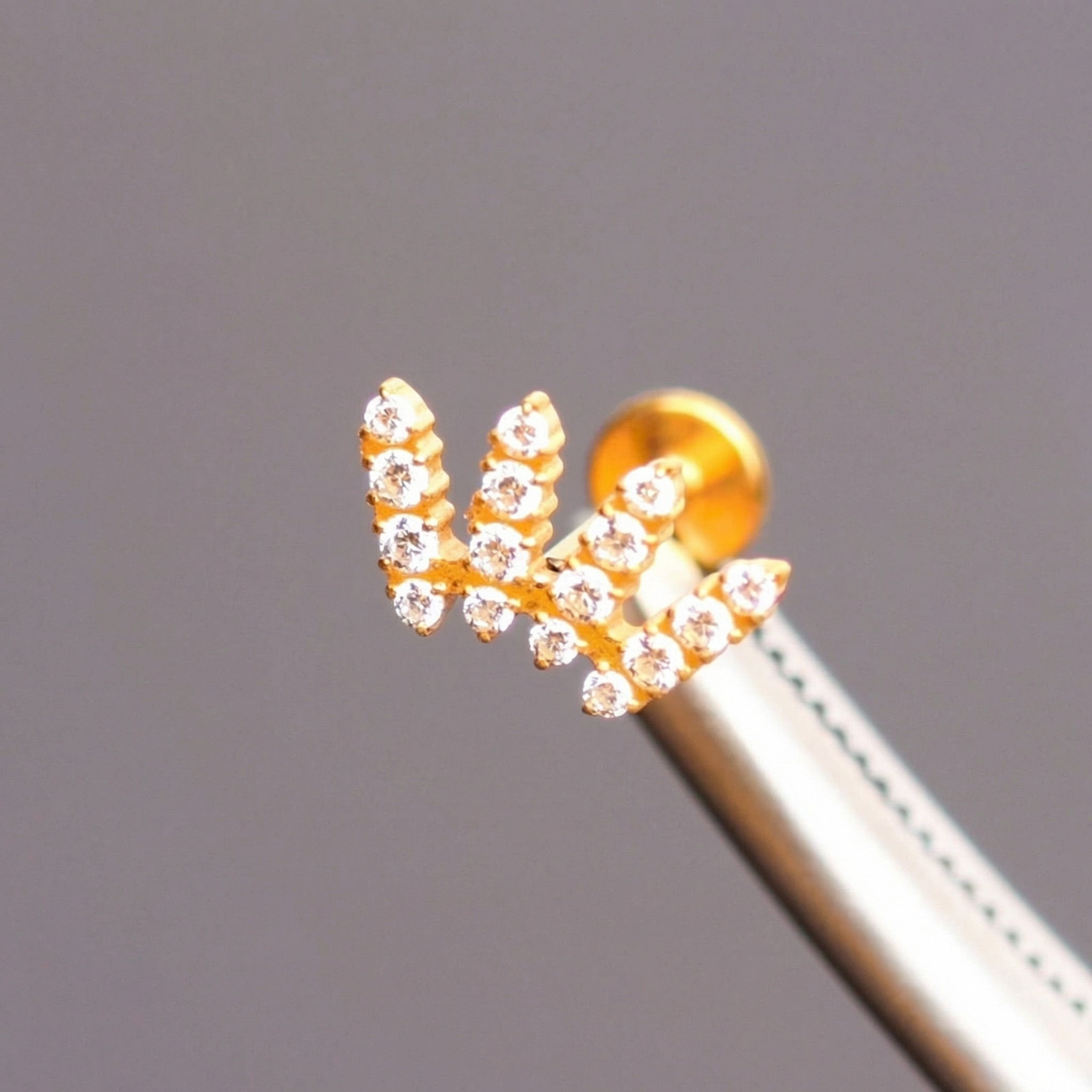 G23 Titanium Piercing - zircon crawler stud piece, gift-ready