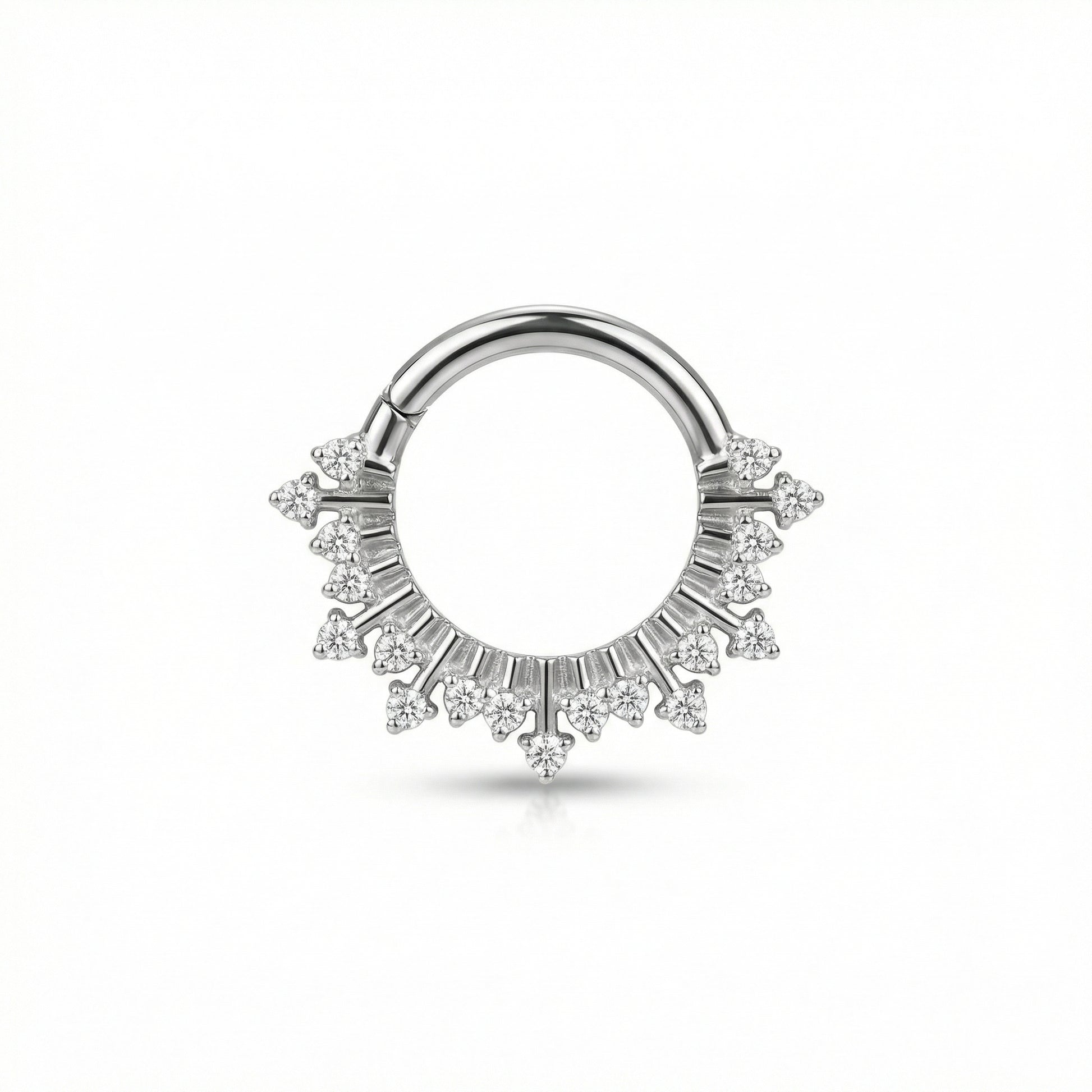 16G Septum Piercing Jewelry - Silver G23 titanium zircon