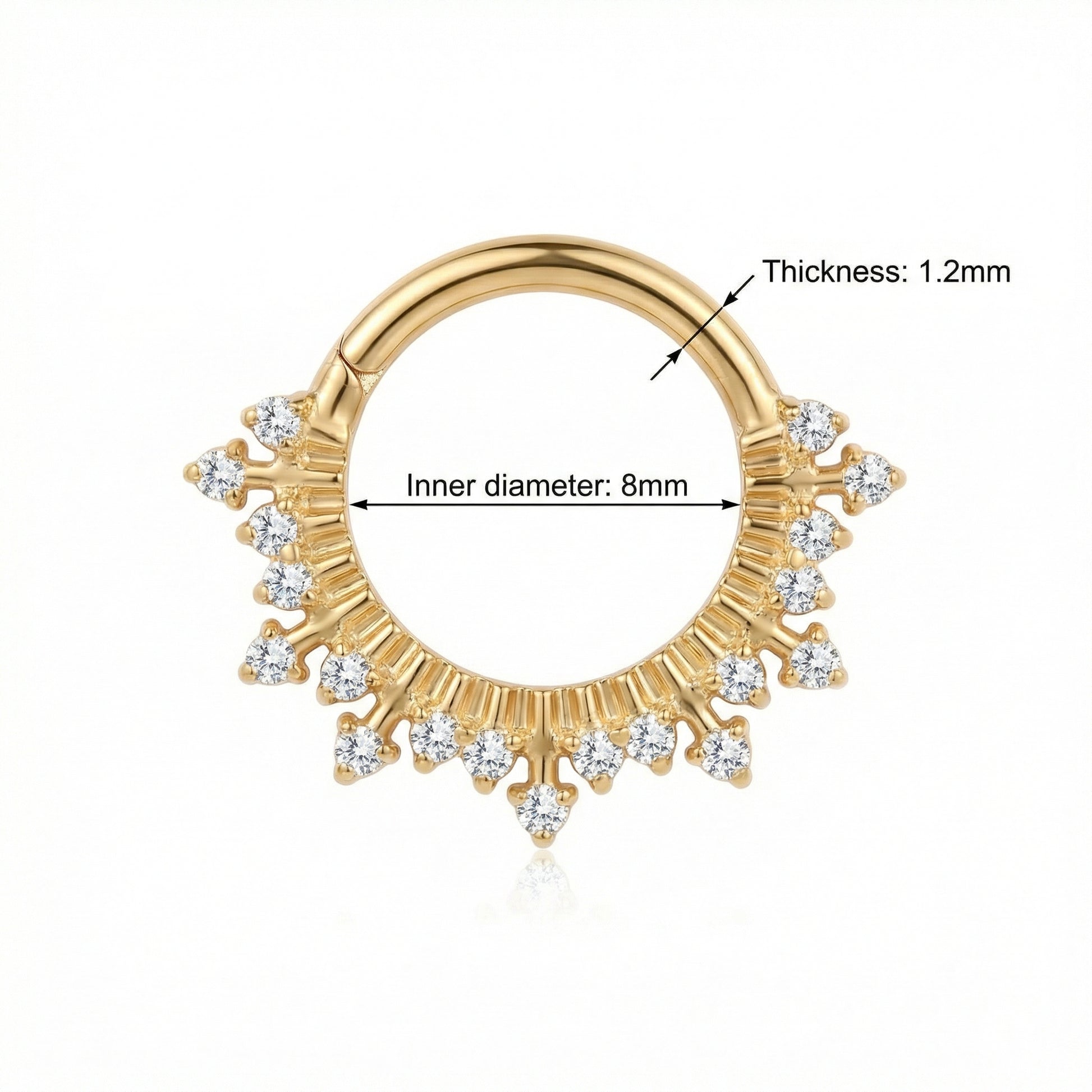 16G Septum Piercing Jewelry - Diagram of a gold