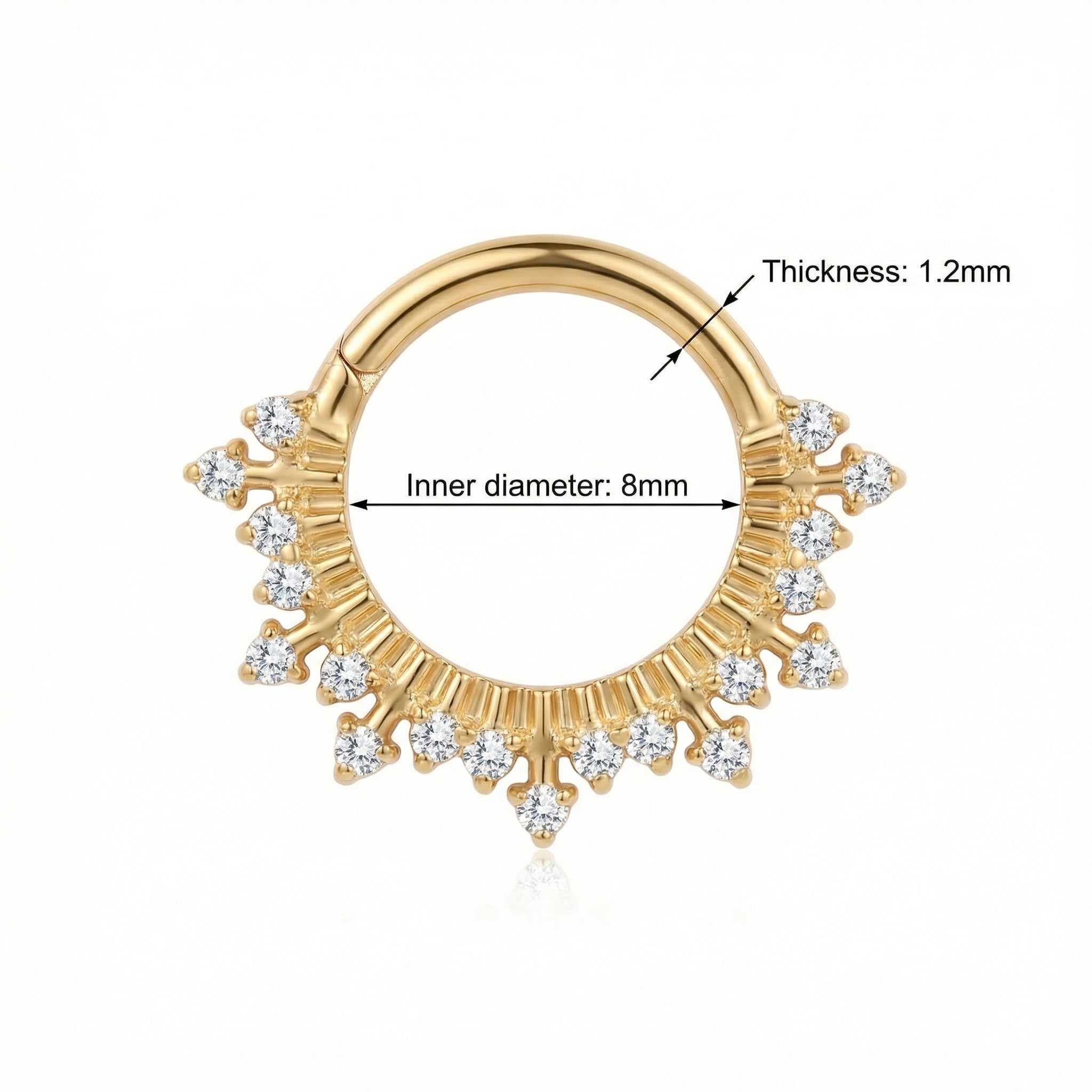 16G Septum Piercing Jewelry - Diagram of a gold