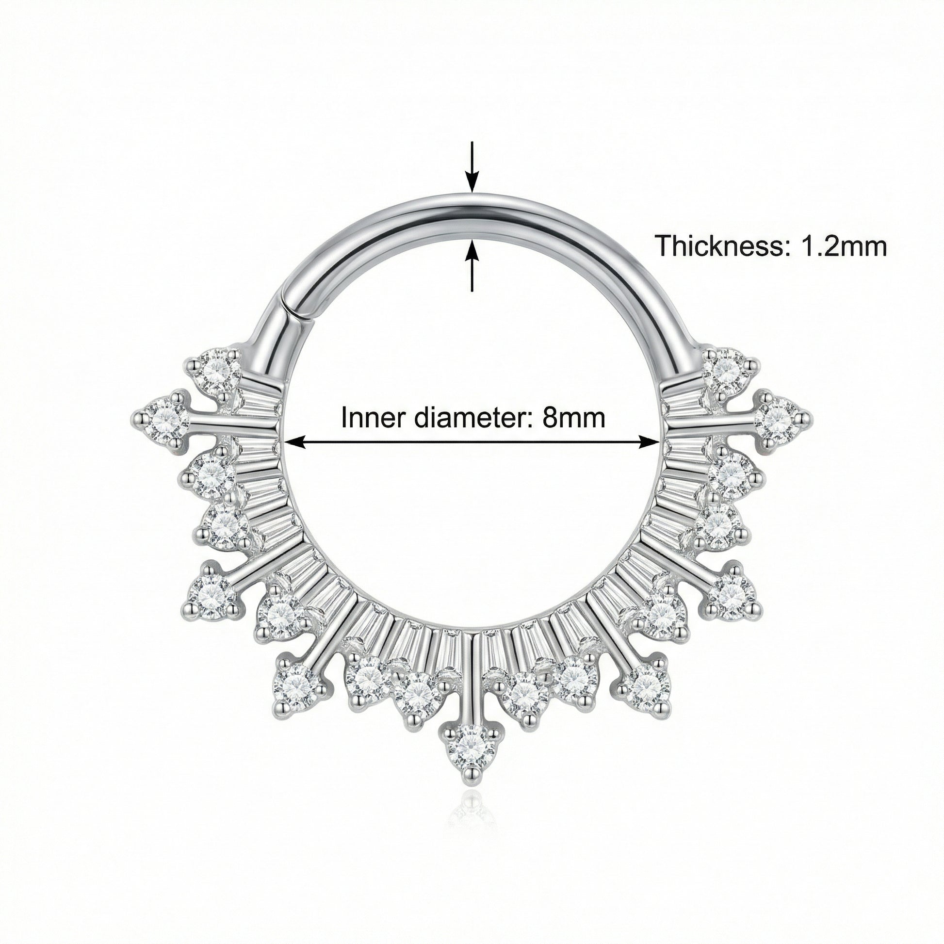 16G Septum Piercing Jewelry - Measurement layout for a