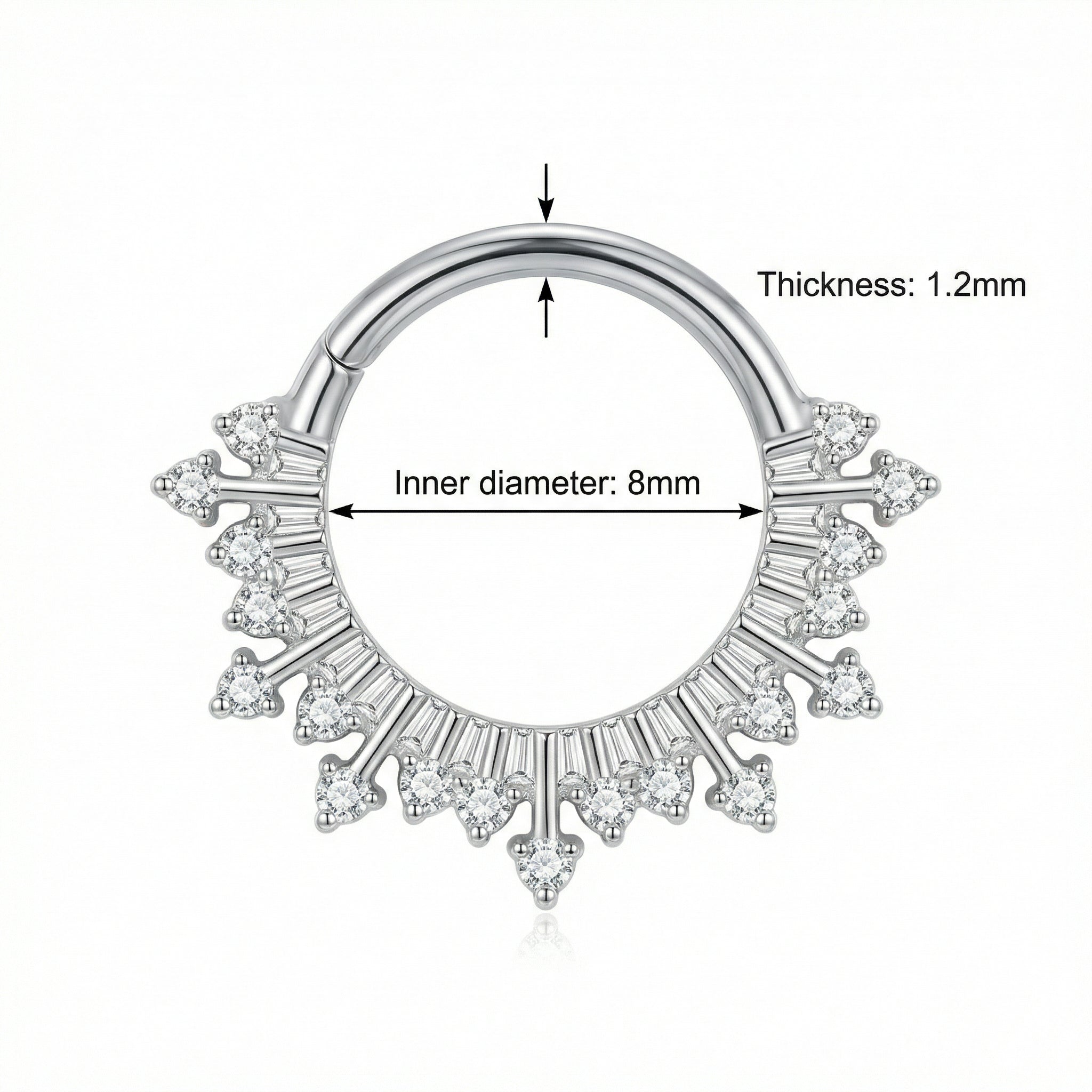 16G Septum Piercing Jewelry - Measurement layout for a