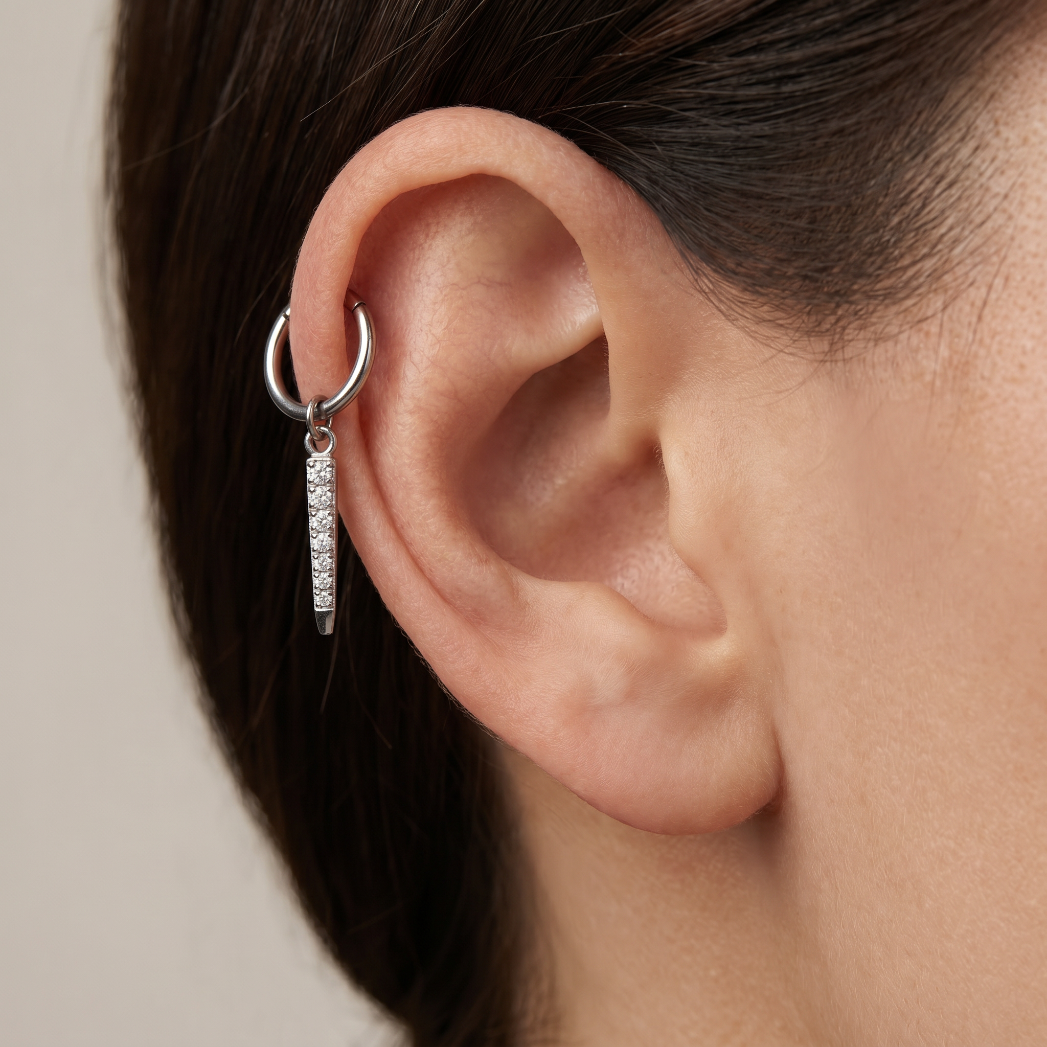 Vertical Front Helix Piercing · helix jewelry stud