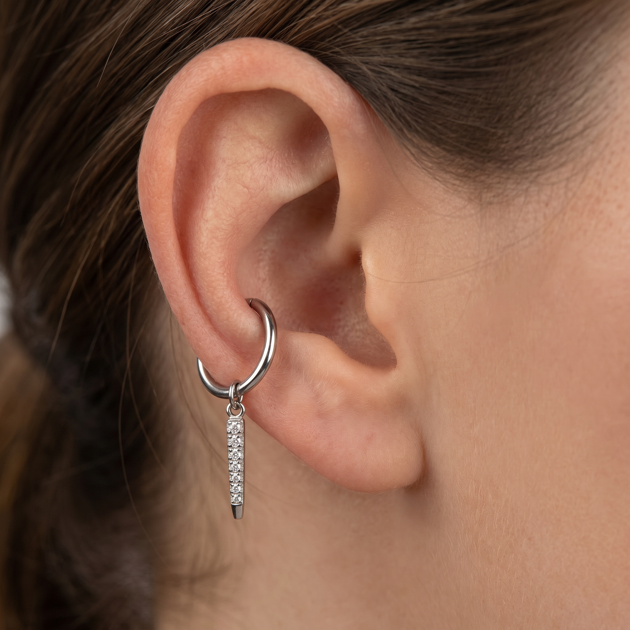 Vertical Front Helix Piercing · mid helix stud