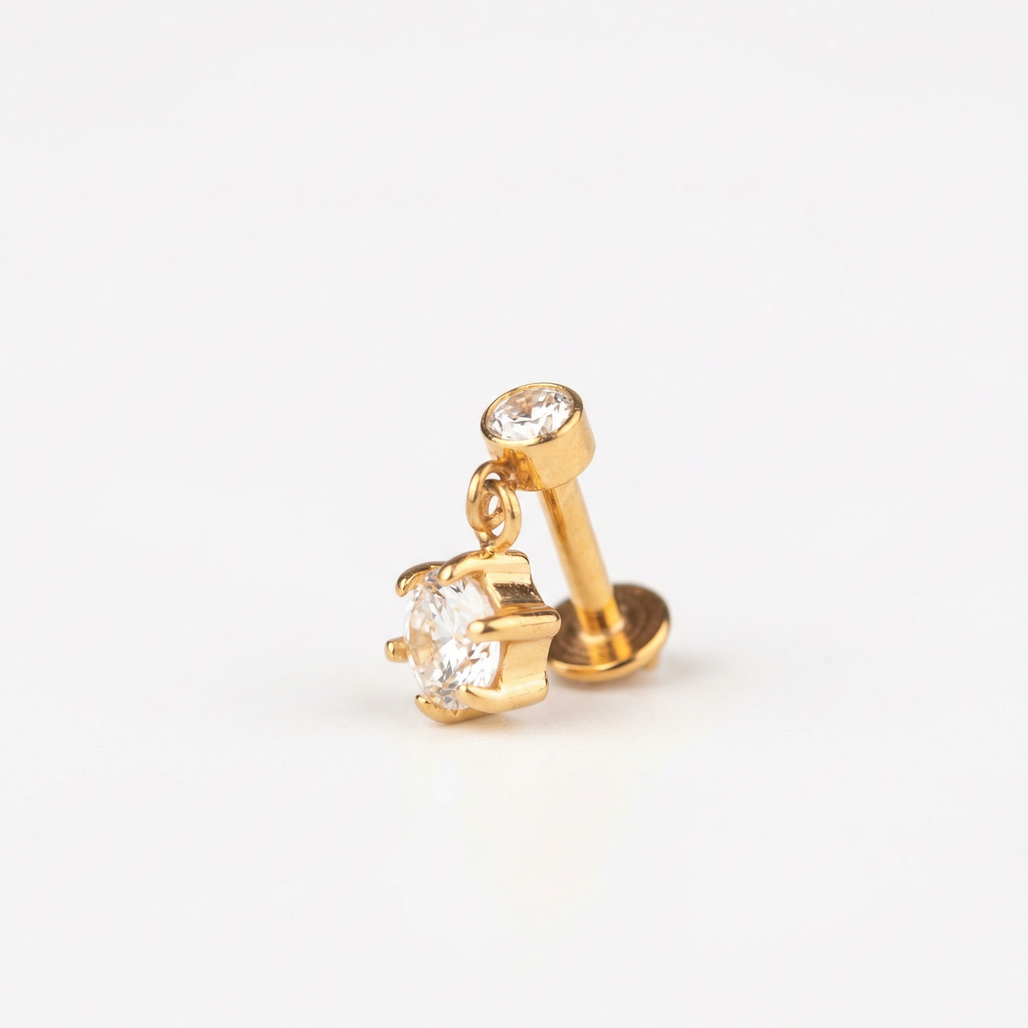 Zircon Hidden Helix Piercing - 16G G23 titanium gold