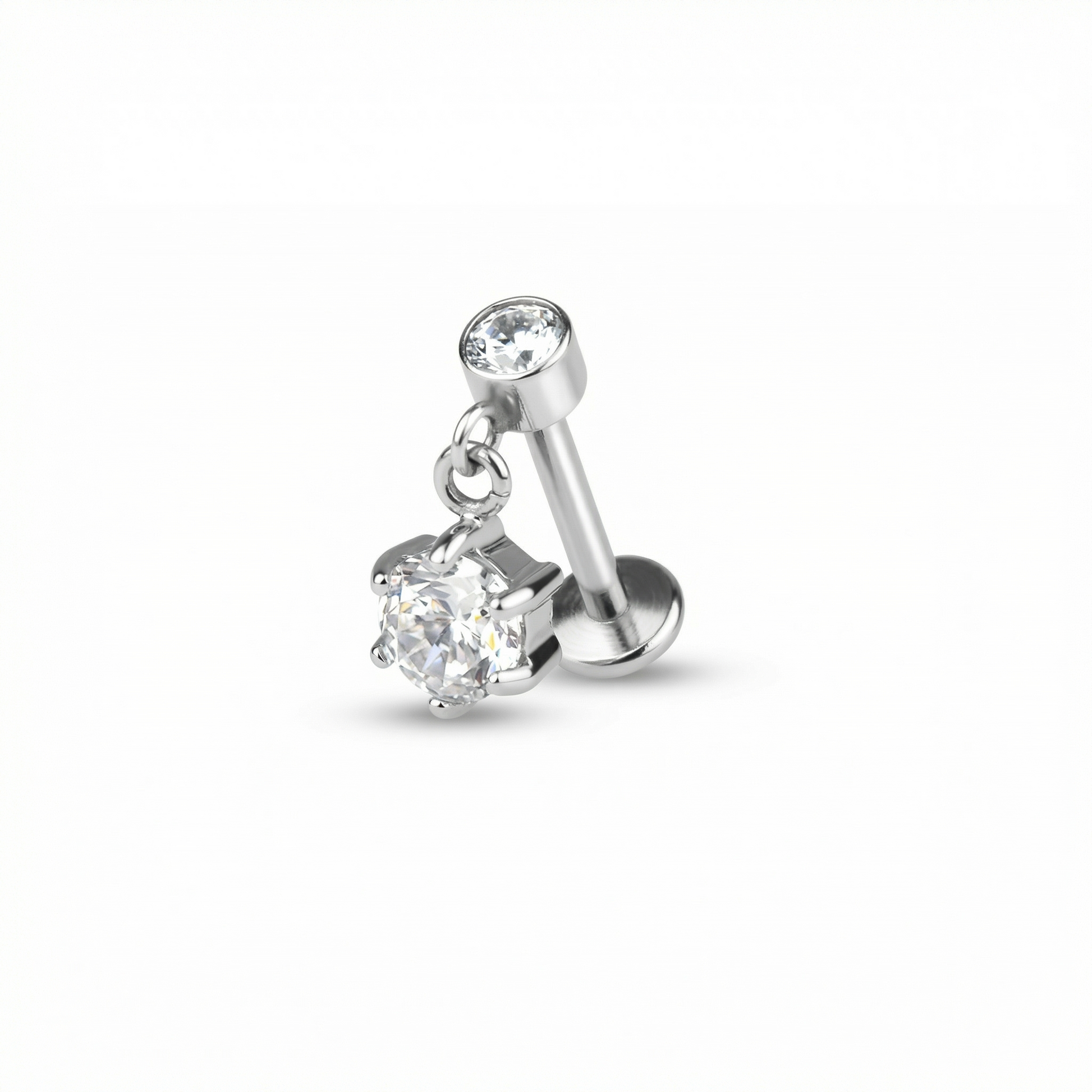 Zircon Hidden Helix Piercing - 16G G23 titanium silver