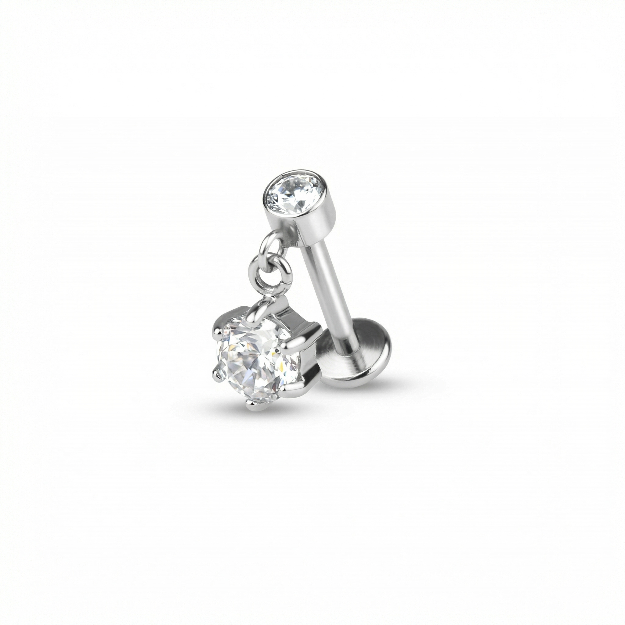 Zircon Hidden Helix Piercing - 16G G23 titanium silver