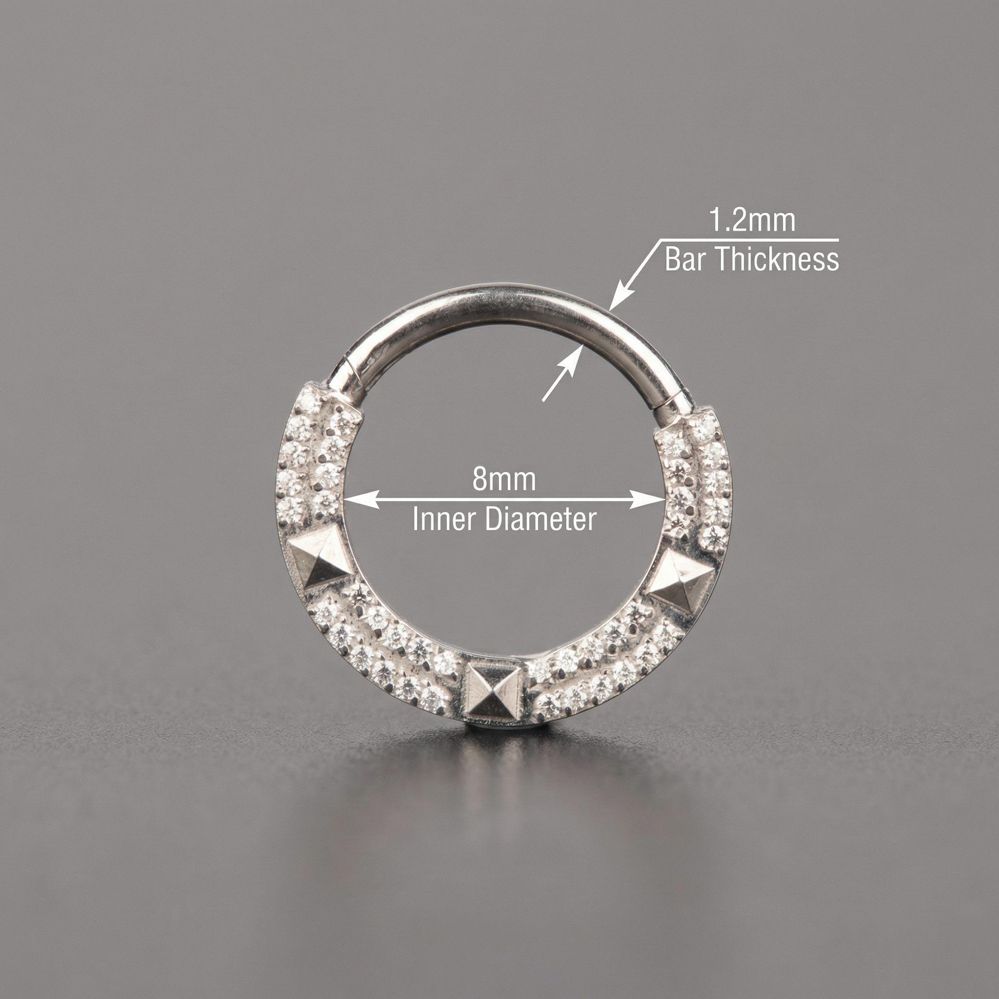 Standard Septum Piercing Gauge - Measurement layout for a