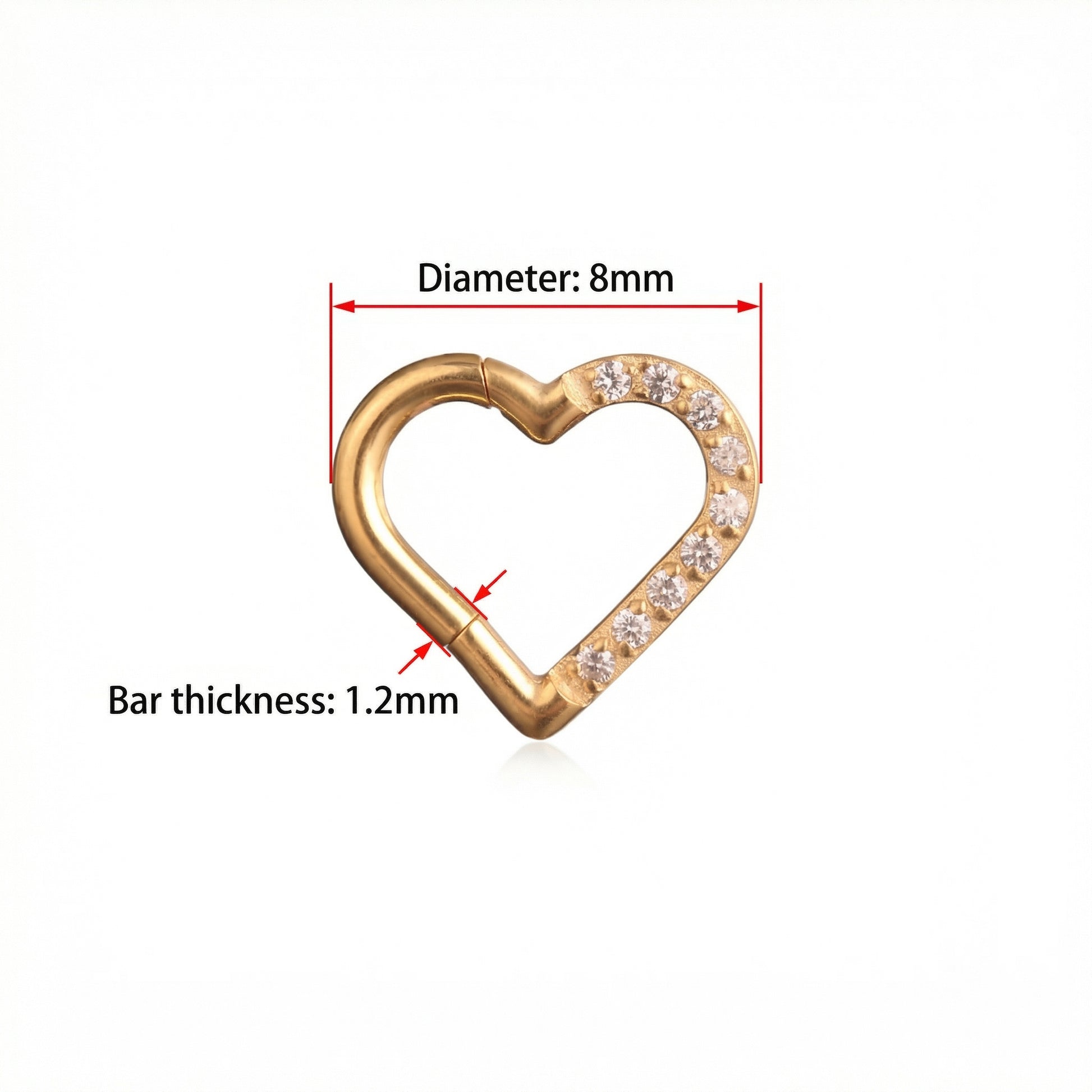 Zircon Piercing In Septum - Gold heart ring showing