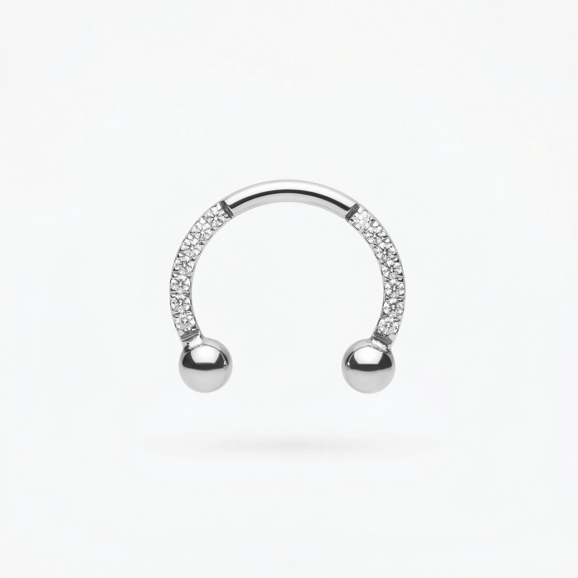 Zircon Front Helix Piercing - Silver zircon pave hinged