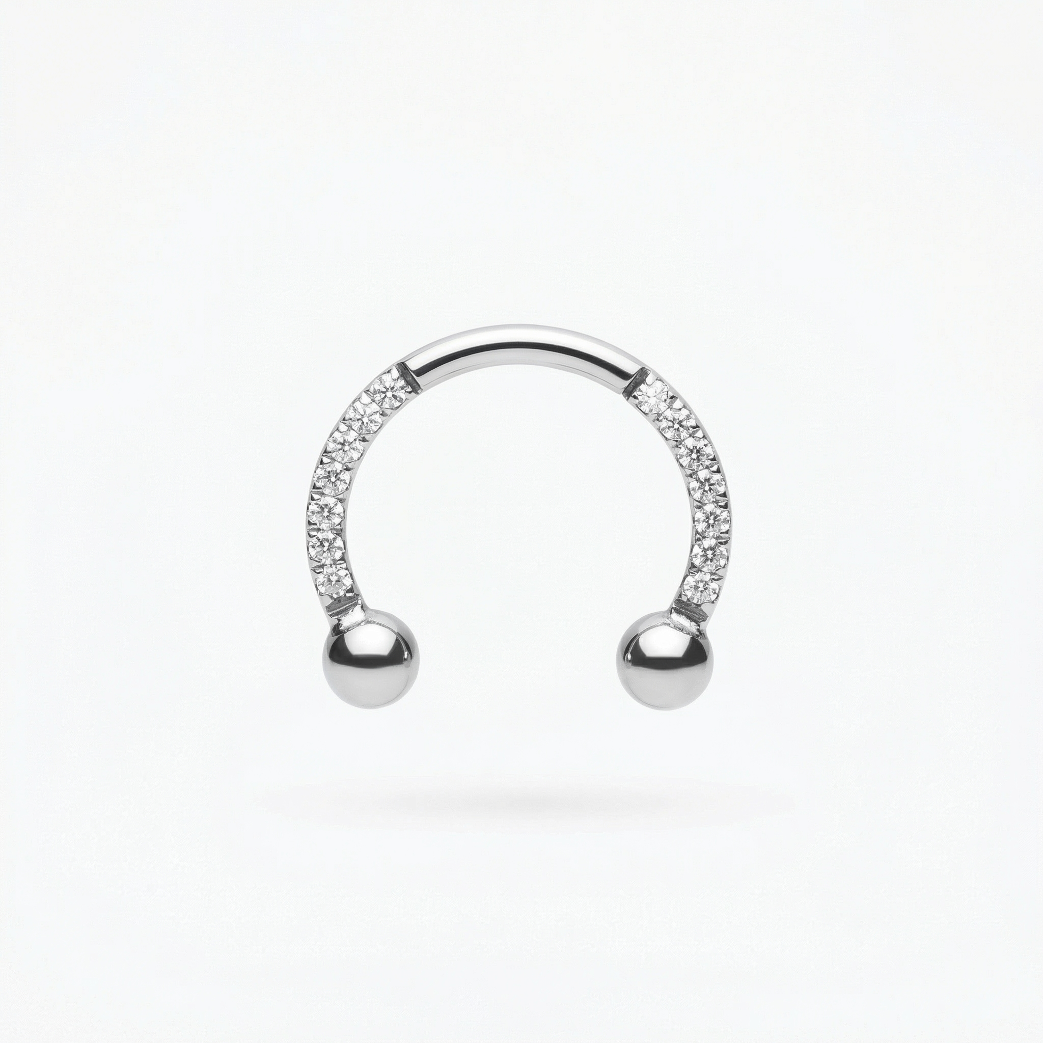 Zircon Front Helix Piercing - Silver zircon pave hinged