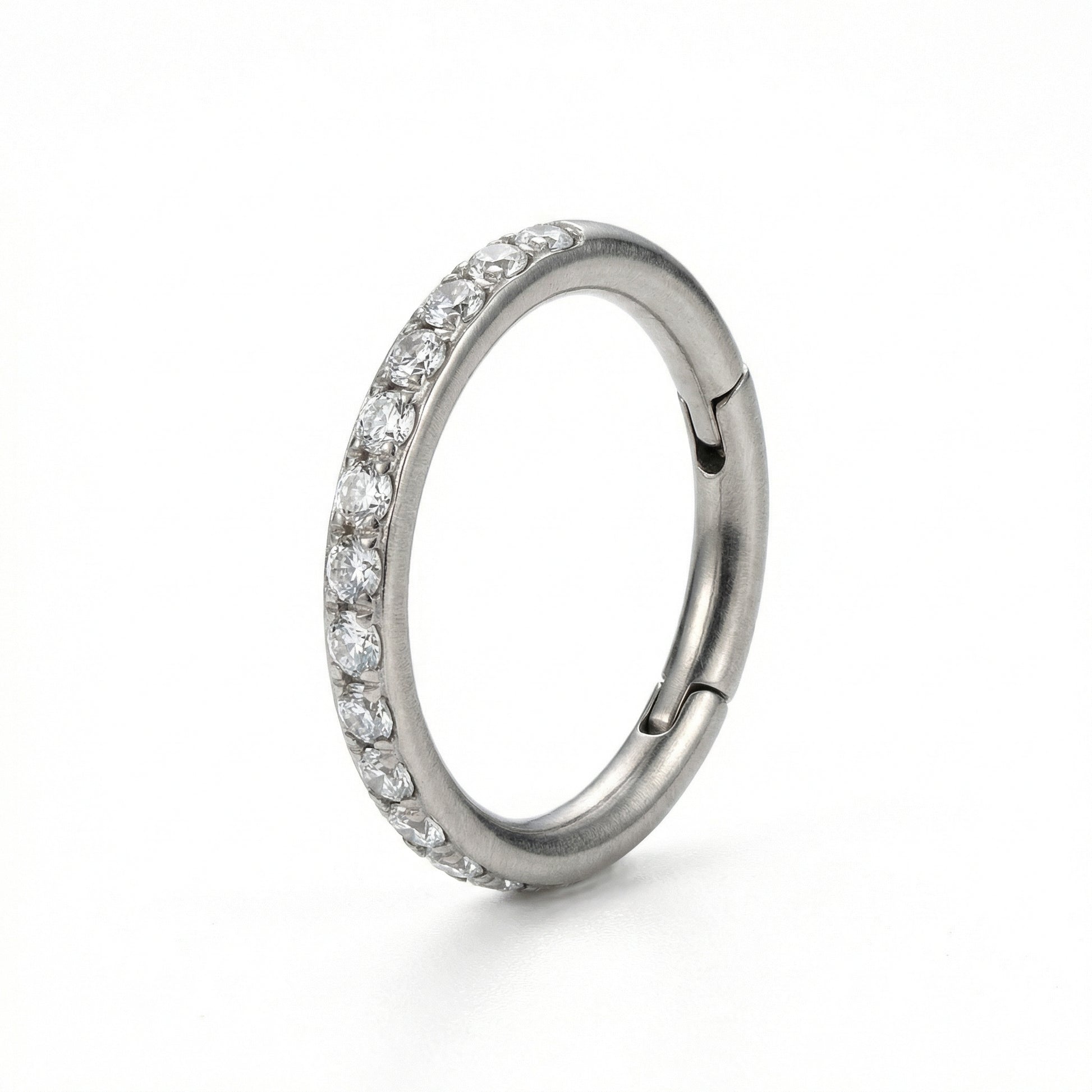 Triple Forward Helix Piercing - Angled view of a