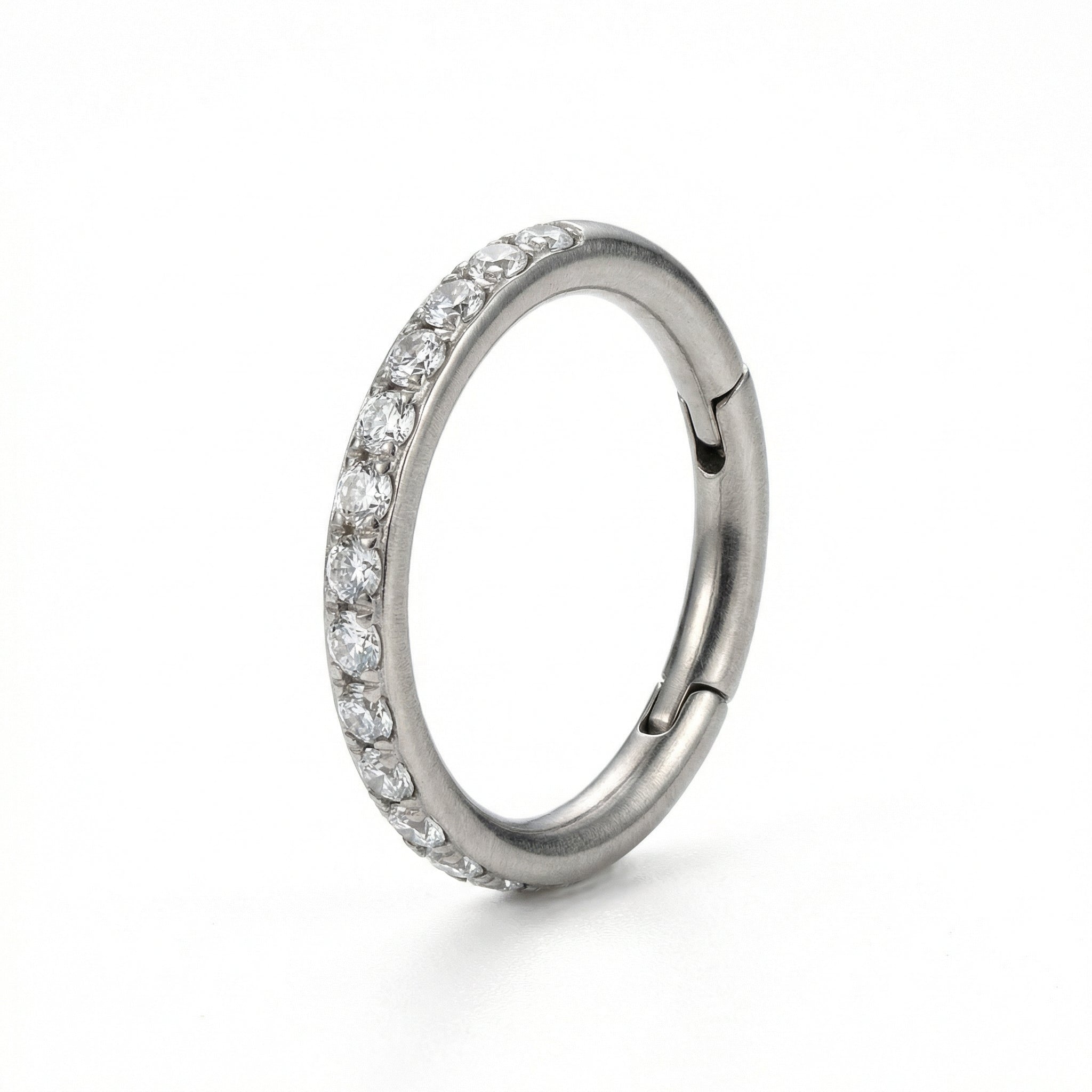 Triple Forward Helix Piercing - Angled view of a
