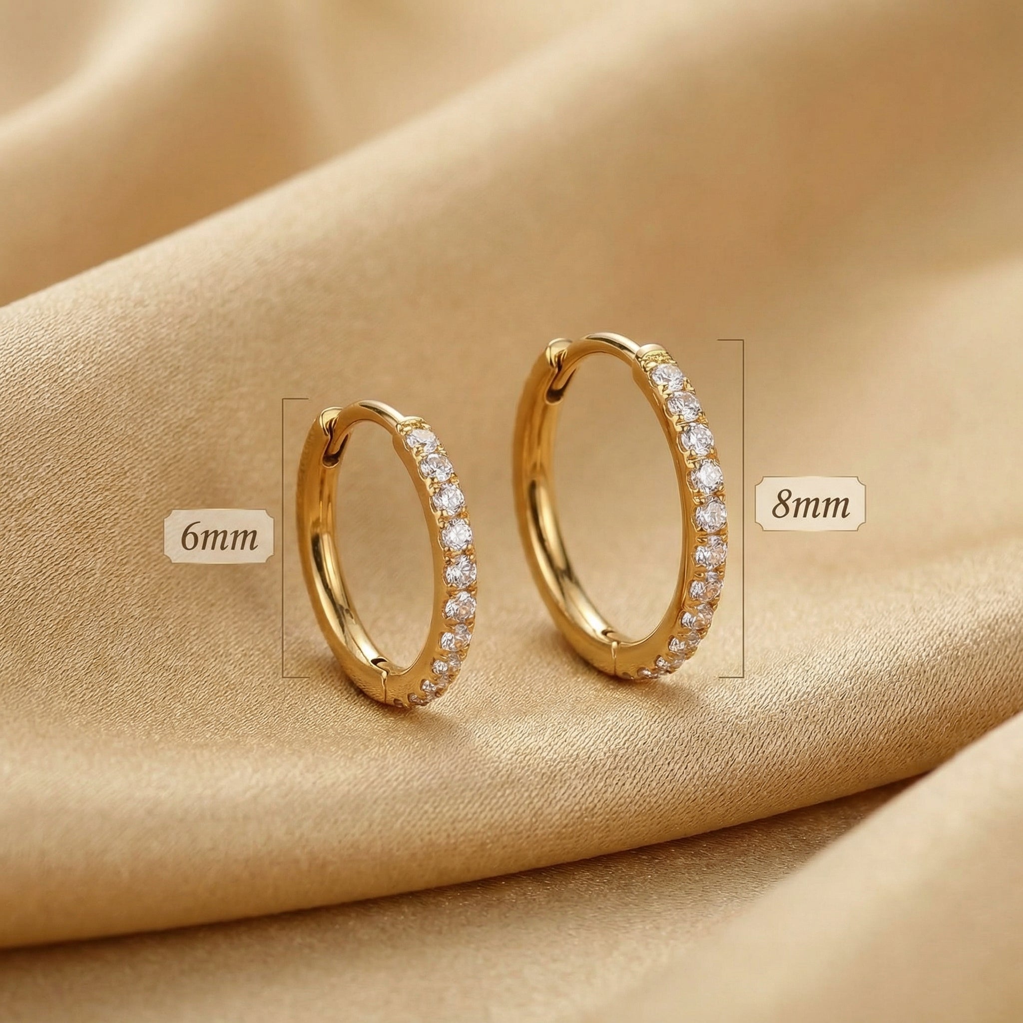 Triple Forward Helix Piercing - Size comparison of 6mm