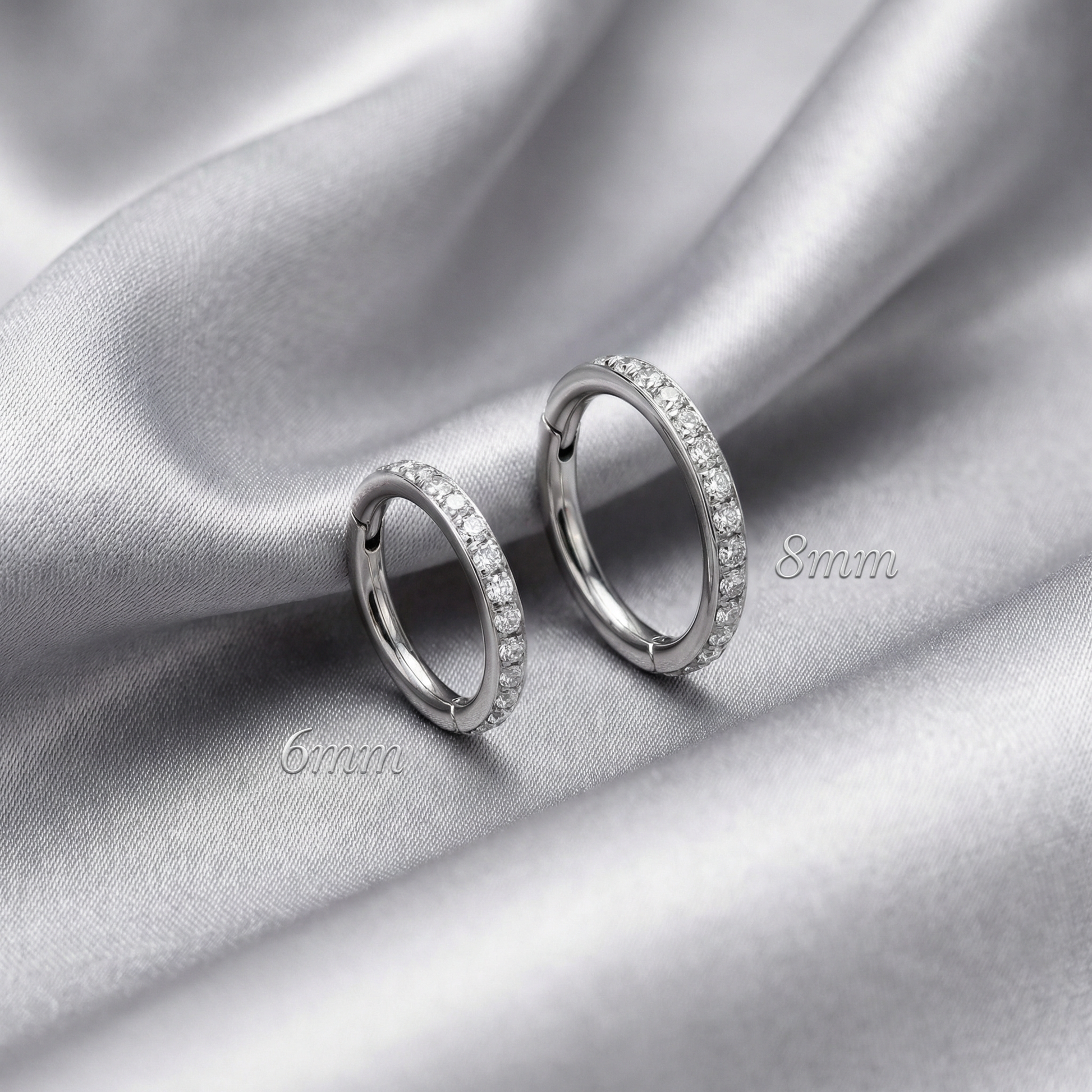 Triple Forward Helix Piercing - Size comparison of 6mm