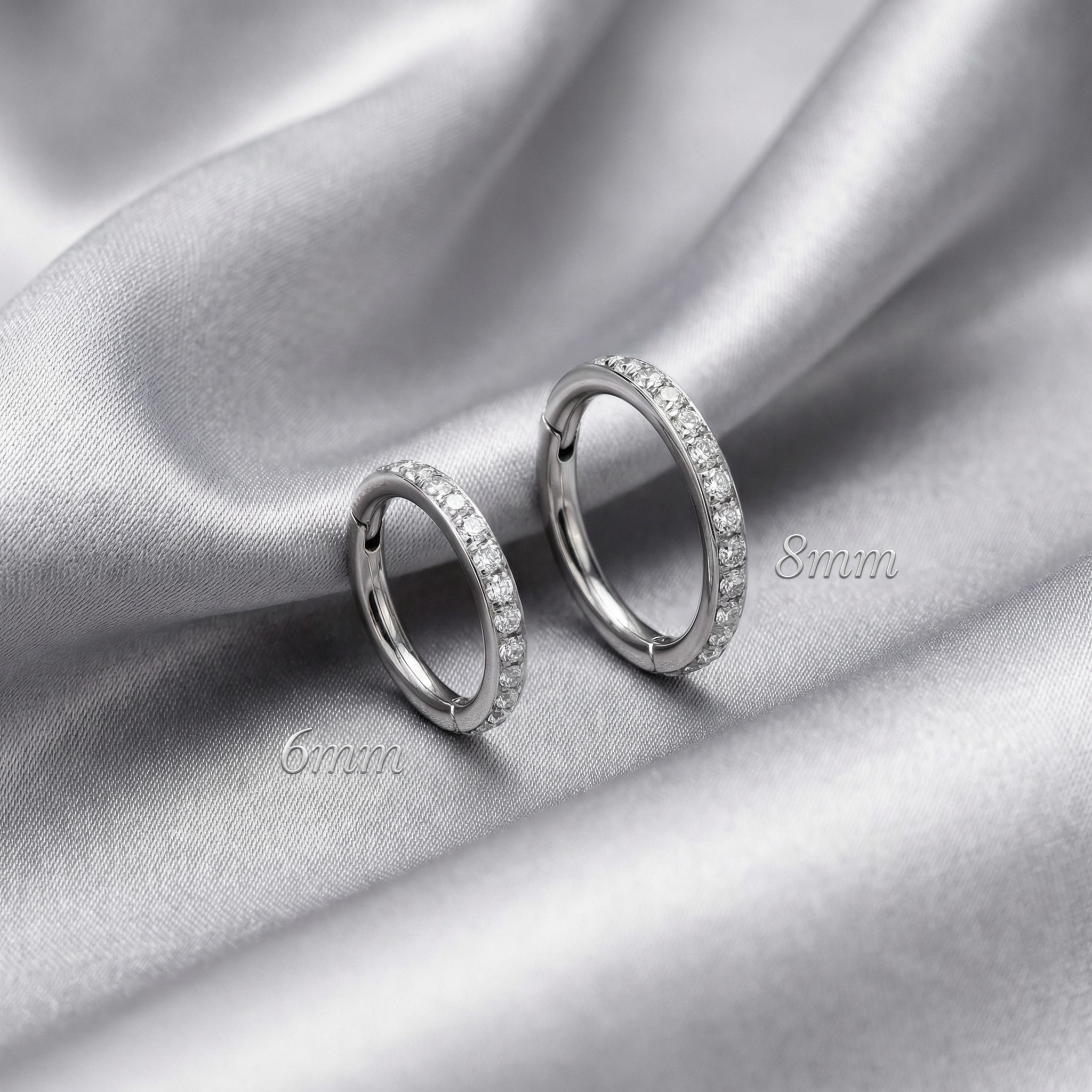 Triple Forward Helix Piercing - Size comparison of 6mm